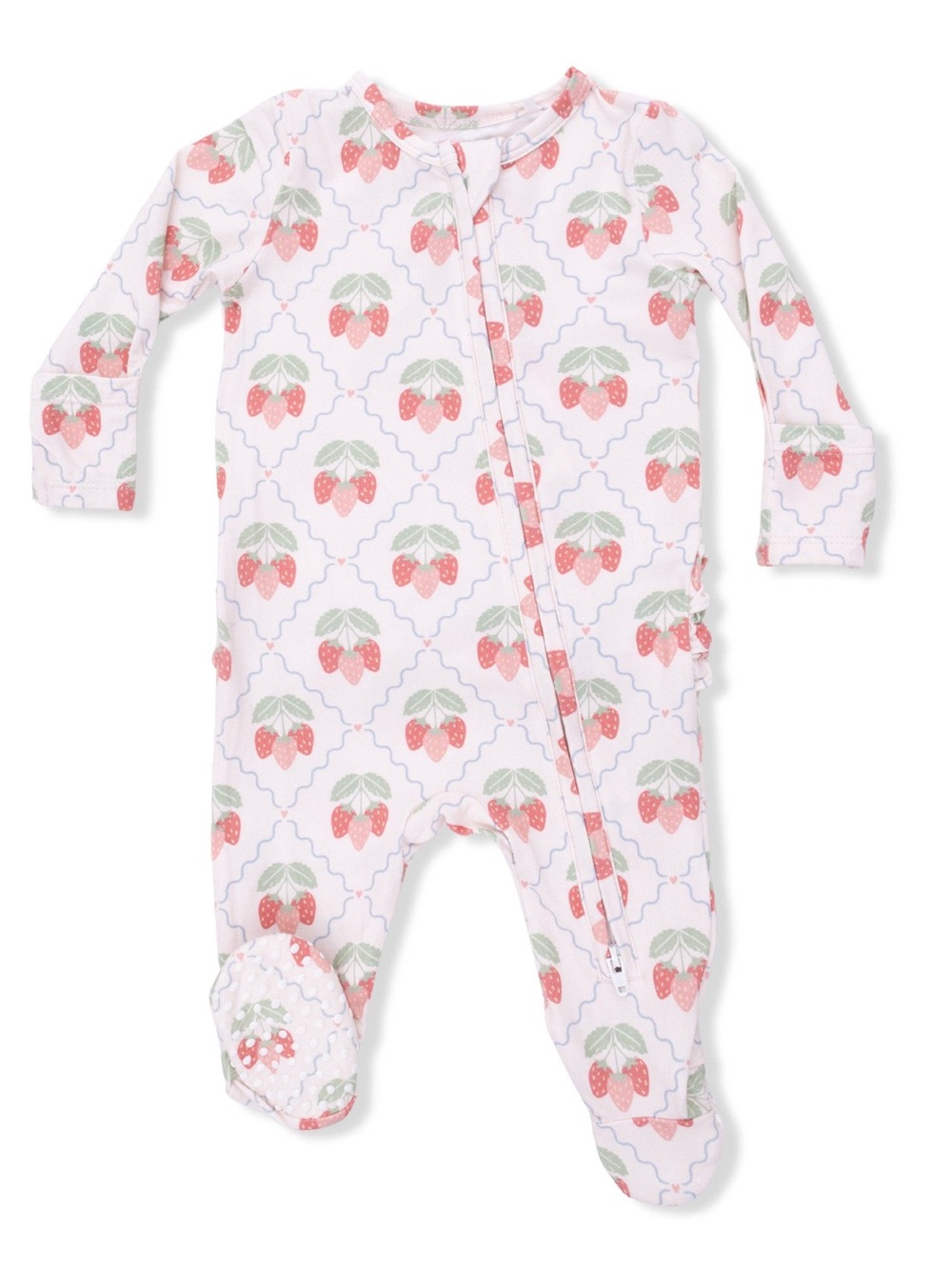 Angel Dear Sweet Strawberries Ruffle Back Footie 0-3 3-6 6-9 months